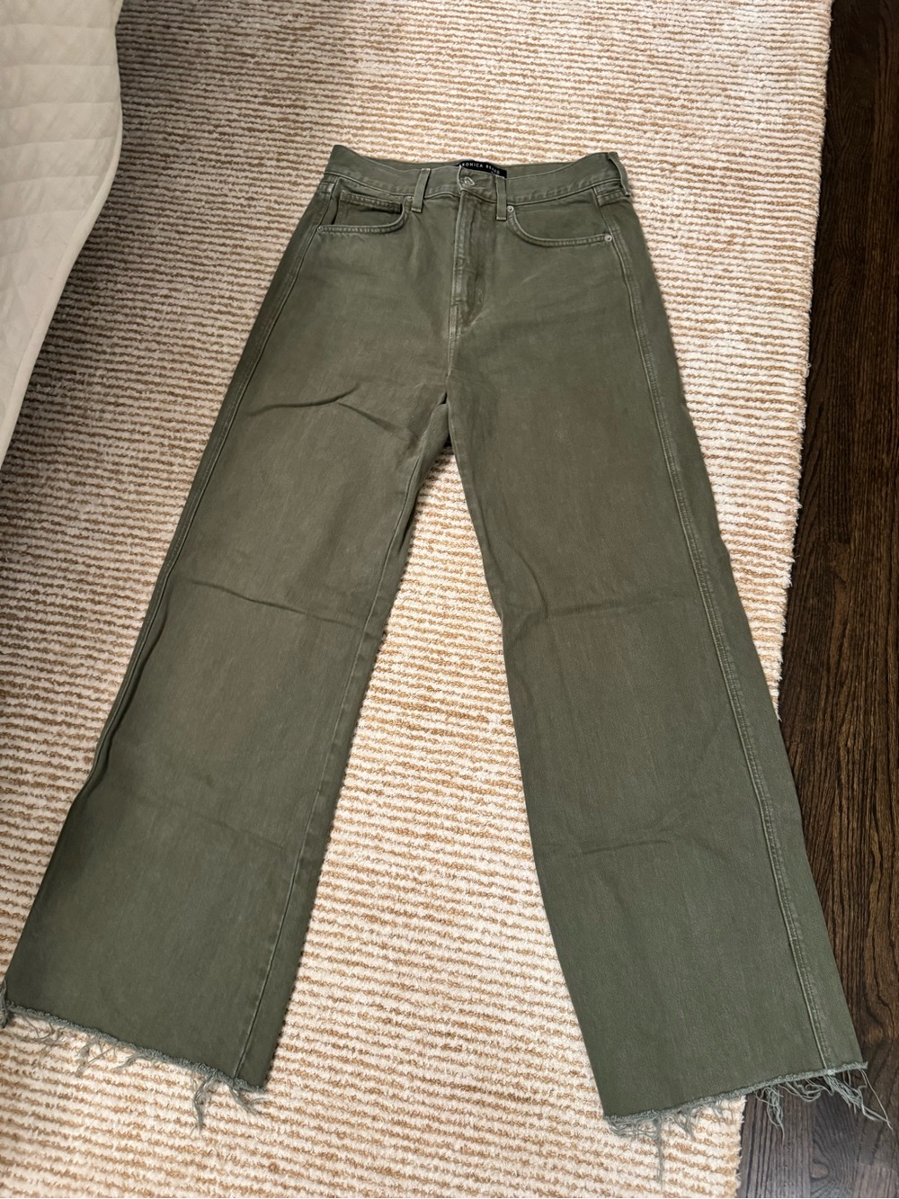 Veronica Beard Olive Green Wide-Leg Jeans